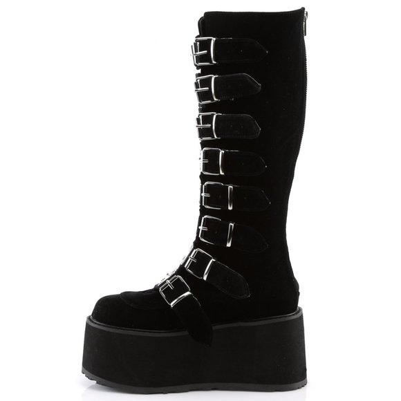 Gothic Velvet Platform Knee High Boots - Picture 5 of 5